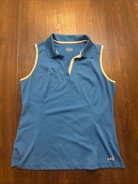 bcg Blue Sleeveless Polo with Cream Trim Accents